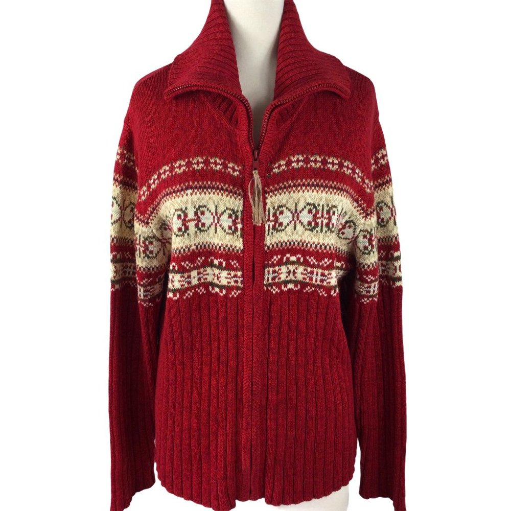 Heirloom Collectibles Vintage Retro Zip Up Cardigan,‎ Med